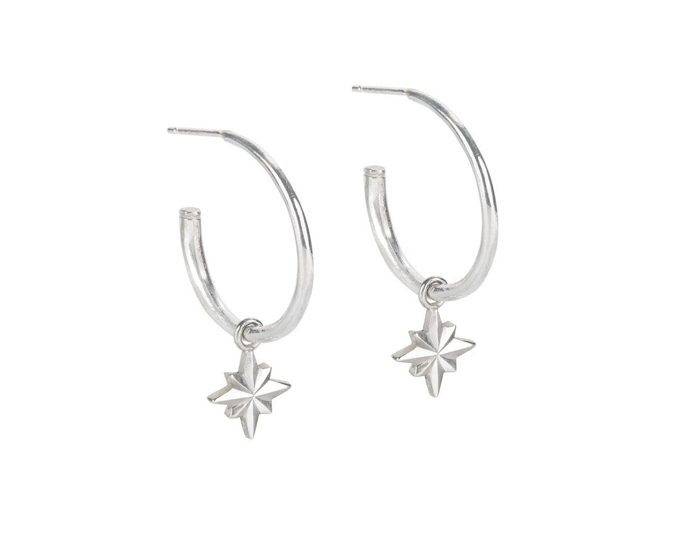North Star hoop earrings in sterling silver