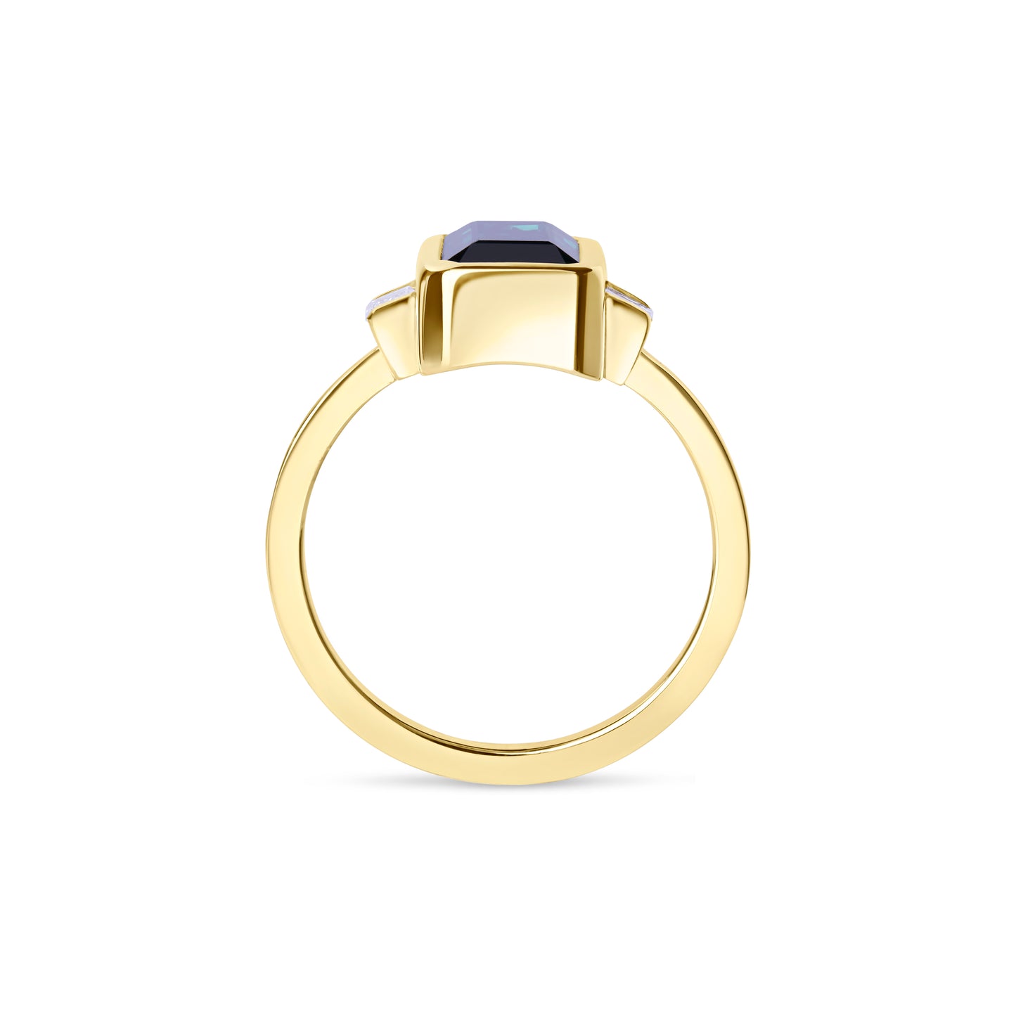 18ct yellow gold tourmaline and diamond trilogy ring