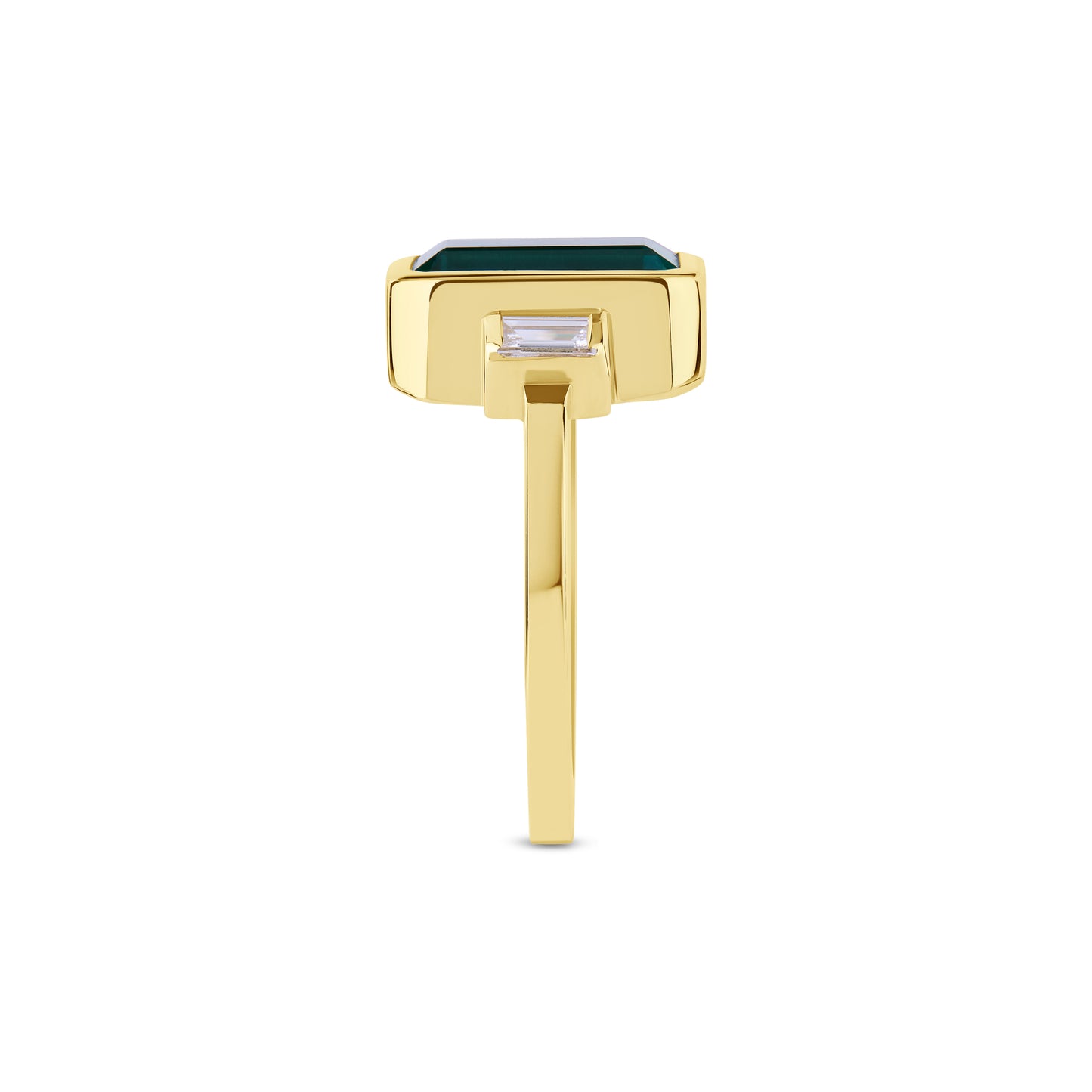18ct yellow gold tourmaline and diamond trilogy ring