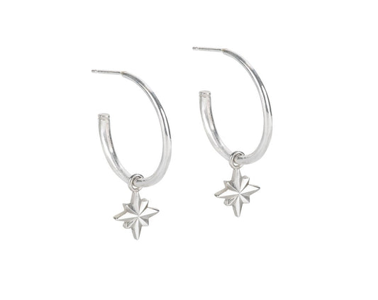 North Star hoop earrings in sterling silver